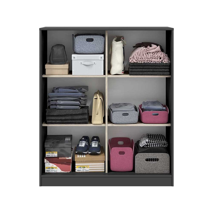 Armadio Camera da Letto Resana, Guardaroba 2 Ante 4 Ripiani, 40x119h cm Grigio Antracite