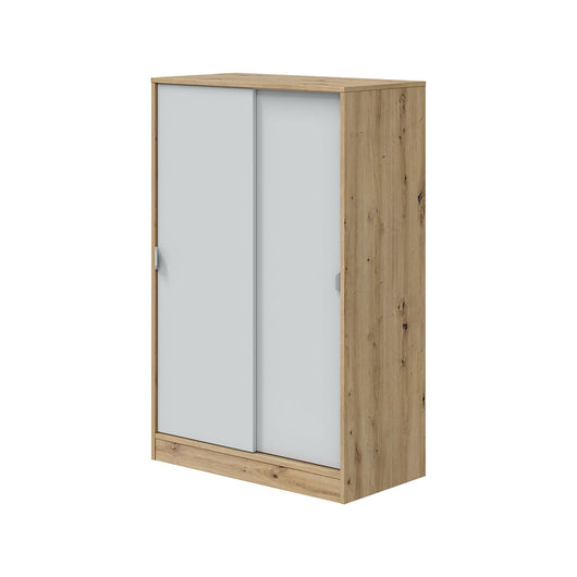 Armadio Camera da Letto Stelvio, Guardaroba 2 Ante 2 Ripiani, 40x119h cm Marrone Rovere Nodi