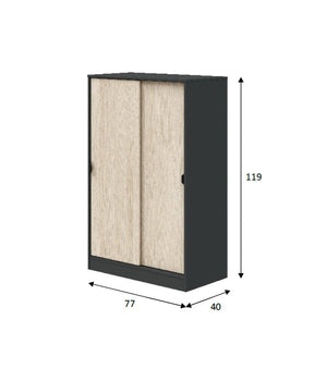 Armadio Camera da Letto Stelvio, Guardaroba 2 Ante 2 Ripiani, 40x119h cm Grigio Antracite