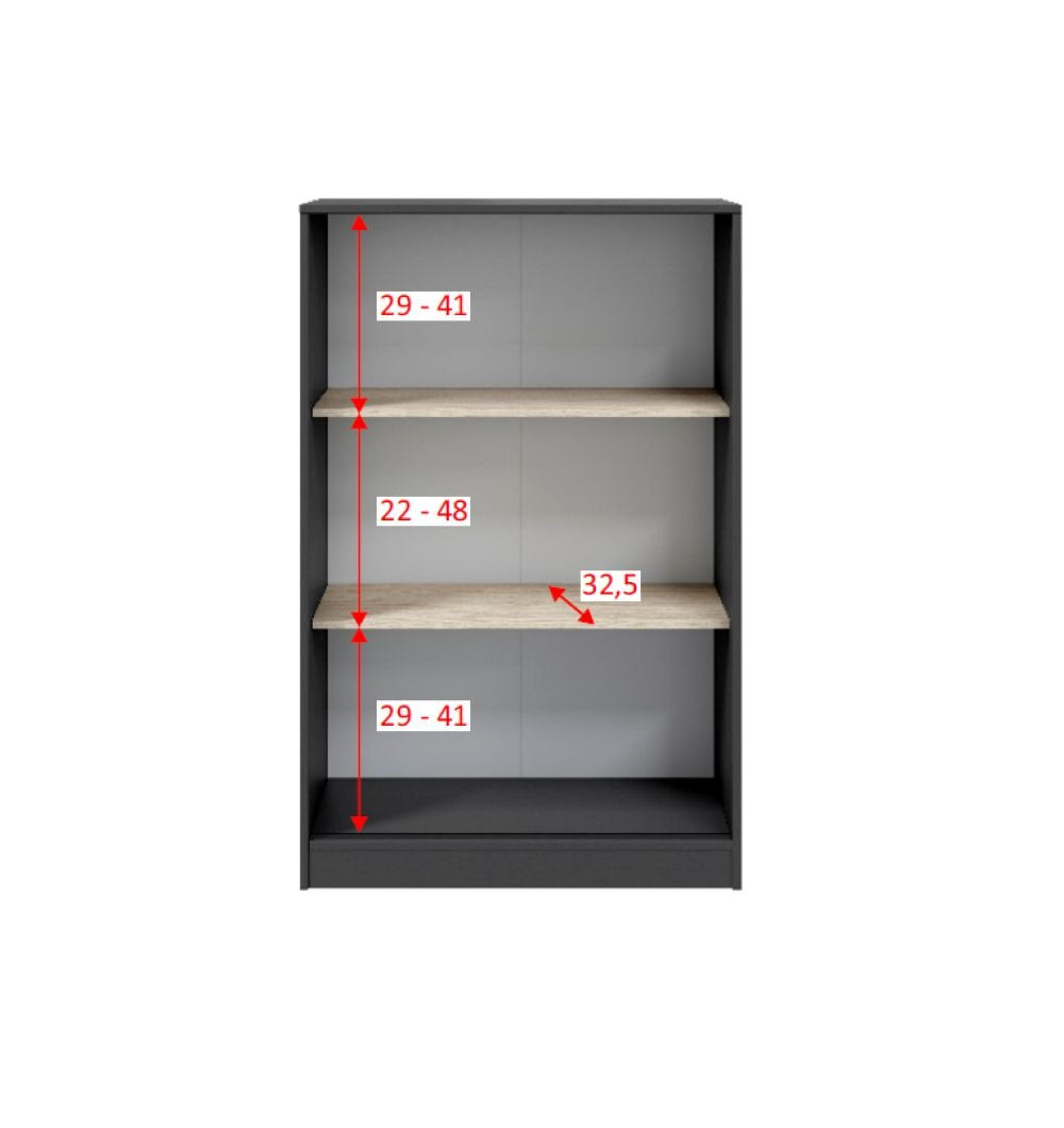 Armadio Camera da Letto Stelvio, Guardaroba 2 Ante 2 Ripiani, 40x119h cm Grigio Antracite