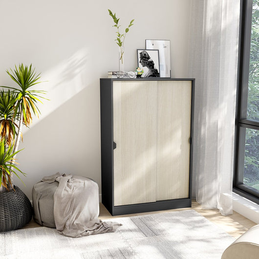 Armadio Camera da Letto Stelvio, Guardaroba 2 Ante 2 Ripiani, 40x119h cm Grigio Antracite