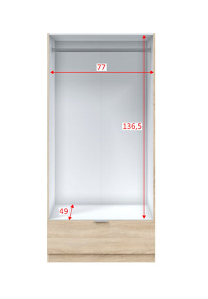 Armadio Camera da Letto Budoia, Guardaroba 2 Ante Appendiabiti, 51x170h cm Marrone Rovere