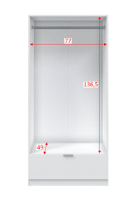 Armadio Camera da Letto Budoia, Guardaroba 2 Ante Appendiabiti, 51x170h cm Bianco