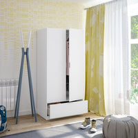 Armadio Camera da Letto Budoia, Guardaroba 2 Ante Appendiabiti, 51x170h cm Bianco