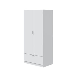 Armadio Camera da Letto Budoia, Guardaroba 2 Ante Appendiabiti, 51x170h cm Bianco