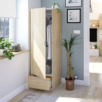 Armadio Camera da Letto Dello, Guardaroba Grande Appendiabiti, 51x170h cm Marrone Rovere