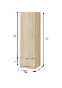 Armadio Camera da Letto Dello, Guardaroba Grande Appendiabiti, 51x170h cm Marrone Rovere