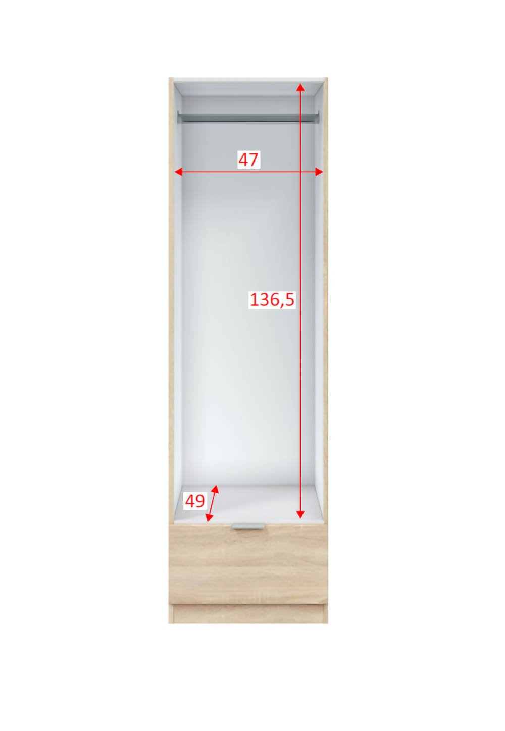 Armadio Camera da Letto Dello, Guardaroba Grande Appendiabiti, 51x170h cm Marrone Rovere