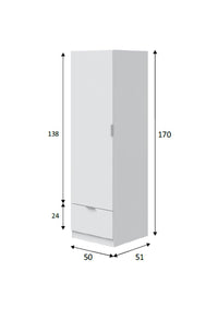 Armadio Camera da Letto Dello, Guardaroba Grande Appendiabiti, 51x170h cm Bianco