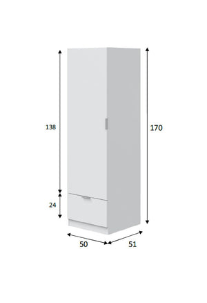 Armadio Camera da Letto Dello, Guardaroba Grande Appendiabiti, 51x170h cm Bianco