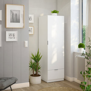 Armadio Camera da Letto Dello, Guardaroba Grande Appendiabiti, 51x170h cm Bianco