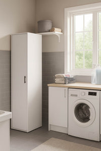 Crucoli, Armadio Multiuso 1 Anta 2 Ripiani, 40x206h cm Bianco