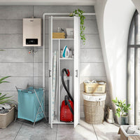 Strevi, Armadio Multiuso 2 Ante 2 Ripiani, 40x206h cm Bianco