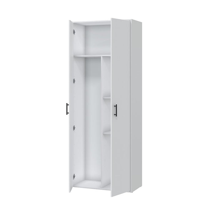 Mileto, Armadio Multiuso 2 Ante 3 Ripiani, 40x206h cm Bianco