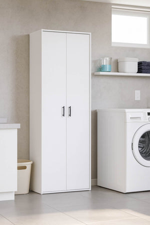 Mileto, Armadio Multiuso 2 Ante 3 Ripiani, 40x206h cm Bianco