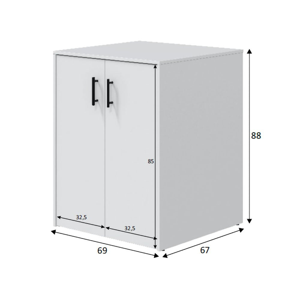 Montoro, Armadio Multiuso 2 Ante Apertura Battente, 67x88h cm Bianco