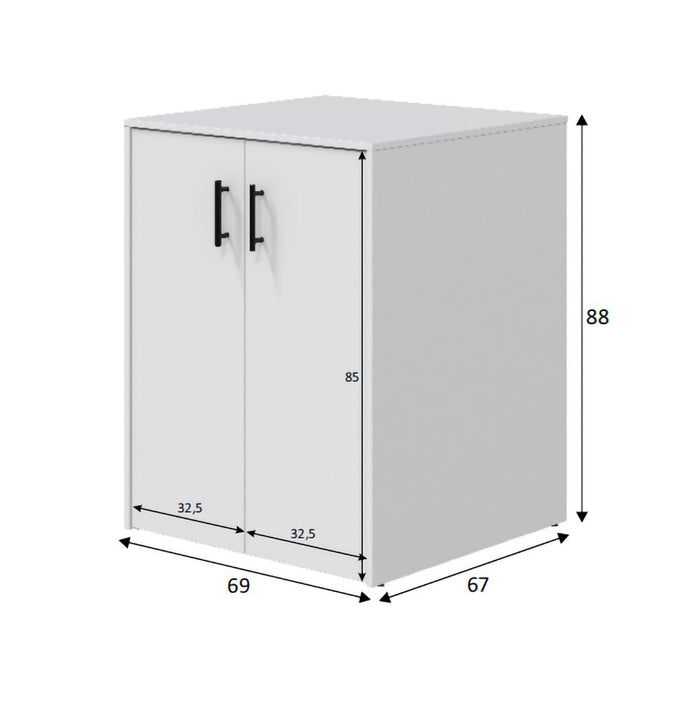 Montoro, Armadio Multiuso 2 Ante Apertura Battente, 67x88h cm Bianco