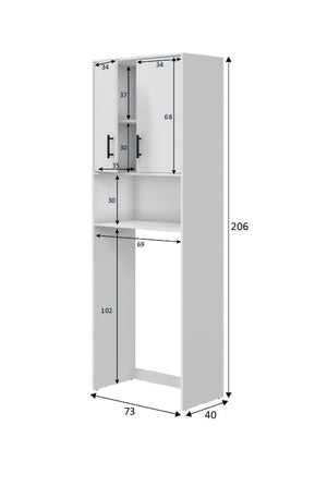 Delebio, Armadio Multiuso 2 Ante 3 Ripiani, 40x206h cm Bianco