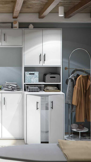 Delebio, Armadio Multiuso 2 Ante 3 Ripiani, 40x206h cm Bianco