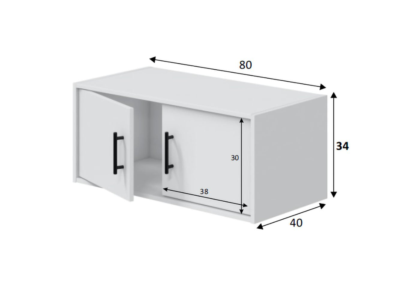 Vergemoli, Armadio Multiuso 2 Ante un Ripiano, 40x34h cm Bianco