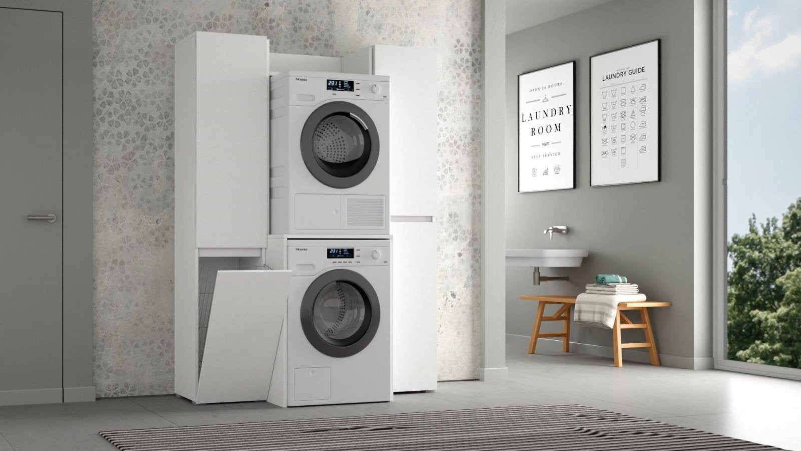 Tricyrtis, Armadio Multiuso Grande 3 Ripiani Made in Italy, 58.00x195.00h cm Bianco