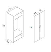 Armadio Camera da Letto Nigella, Guardaroba 2 Ante Appendiabiti Made in Italy, 52.00x180.00h cm Bianco