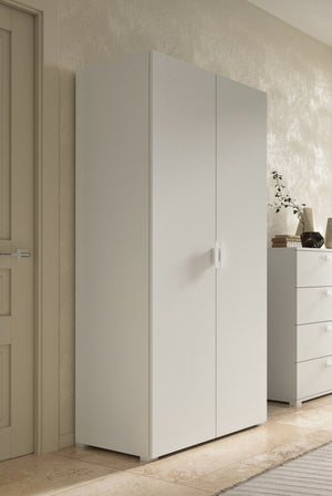 Armadio Camera da Letto Nigella, Guardaroba 2 Ante Appendiabiti Made in Italy, 52.00x180.00h cm Bianco