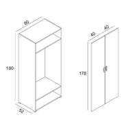 Armadio Camera da Letto Nigella, Guardaroba 2 Ante Appendiabiti Made in Italy, 52.00x180.00h cm Bianco Rovere Rigato
