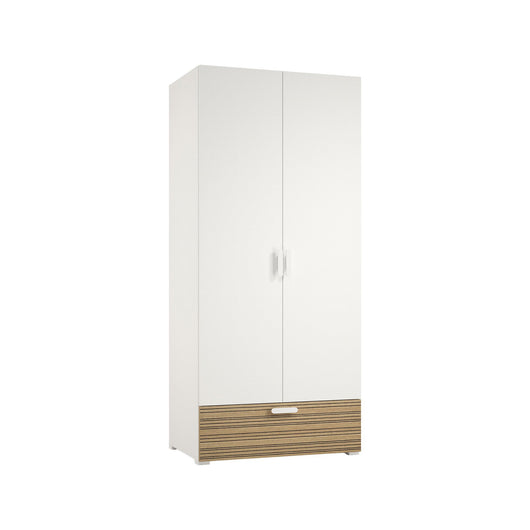 Armadio Camera da Letto Centaurea, Guardaroba 2 Ante Appendiabiti Made in Italy, 52.00x180.00h cm Bianco Rovere Rigato