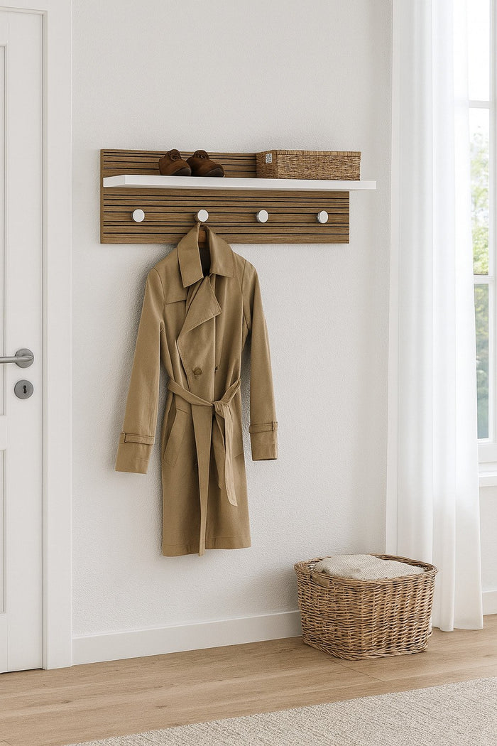 Eryngium, Appendiabiti 4 Ganci Made in Italy, Bianco Rovere