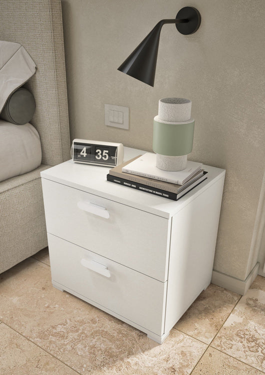 Scabiosa, Comodino un Ripiano Made in Italy, 40.00x50.00x45.00h cm Bianco