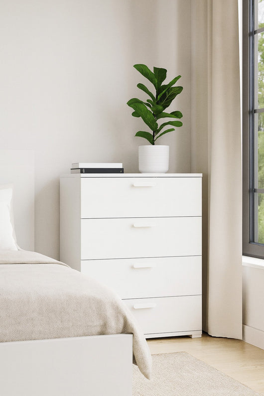 Damascena, Cassettiera 4 Cassetti Made in Italy, 39.00x70.00x98.00h cm Bianco