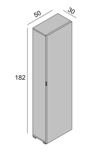 Tropaeolum, Armadio Multiuso 1 Anta 7 Ripiani Made in Italy, 30.00x182.00h cm Bianco Cannettato