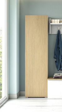 Tropaeolum, Armadio Multiuso 1 Anta 7 Ripiani Made in Italy, 30.00x182.00h cm Bianco Cannettato