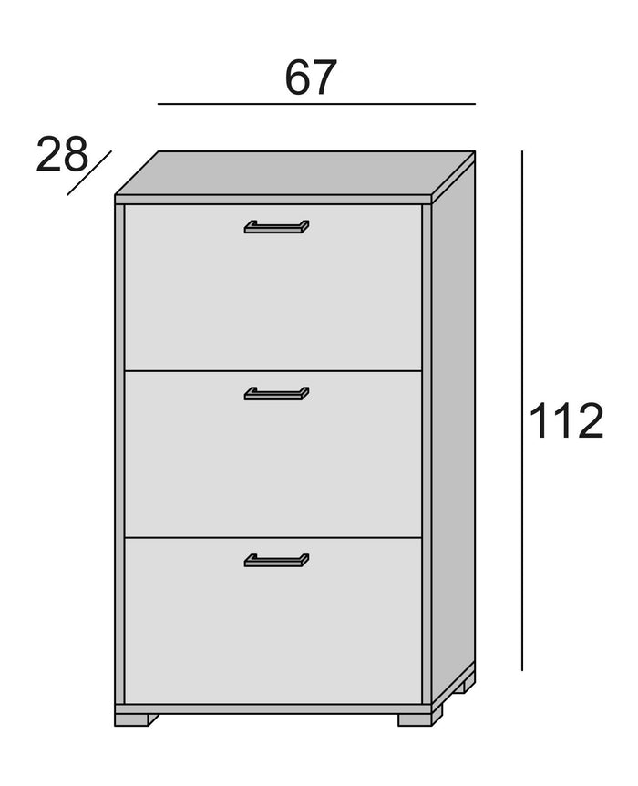 Scarpiera Dodecatheon, Mobile Portascarpe Bianco Cannettato 28.00x67.00x112.00h cm