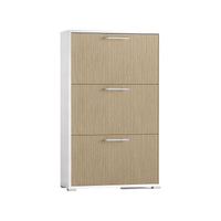 Scarpiera Dodecatheon, Mobile Portascarpe Bianco Cannettato 28.00x67.00x112.00h cm