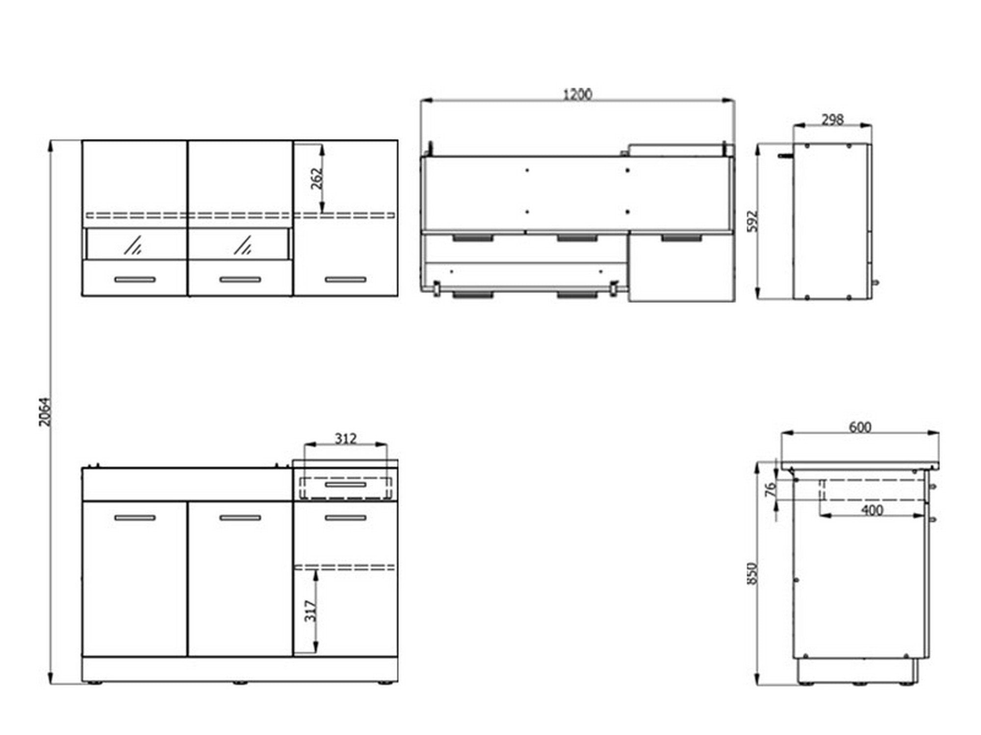 Cucinino Lanzo, Cucina un Cassetto, Nero Antracite