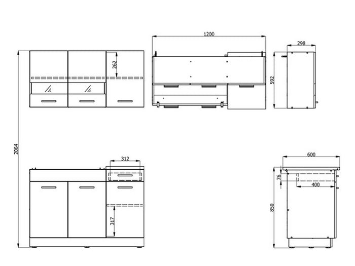 Cucinino Lanzo, Cucina un Cassetto, Nero Antracite