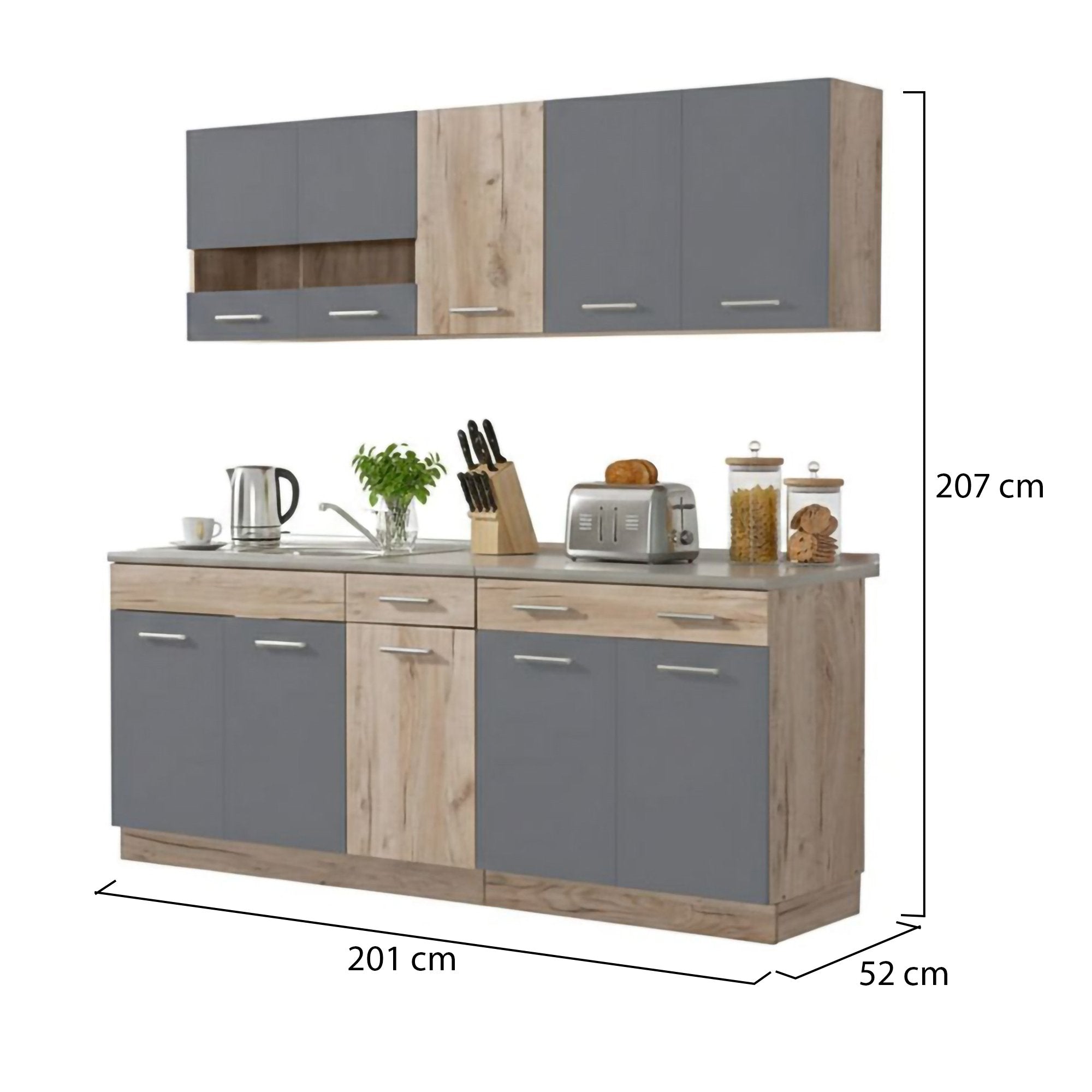 Cucinino Bornago, Cucina 2 Cassetti, Nero Antracite