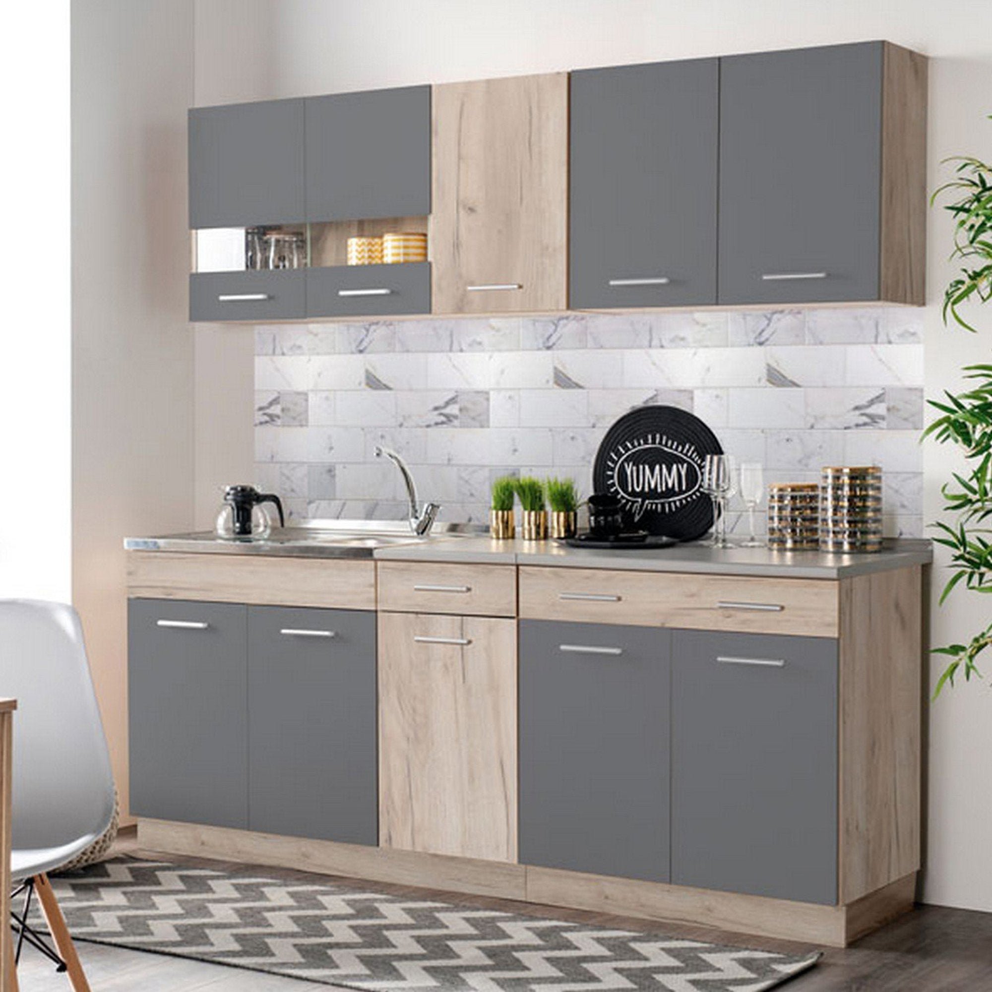 Cucinino Bornago, Cucina 2 Cassetti, Nero Antracite