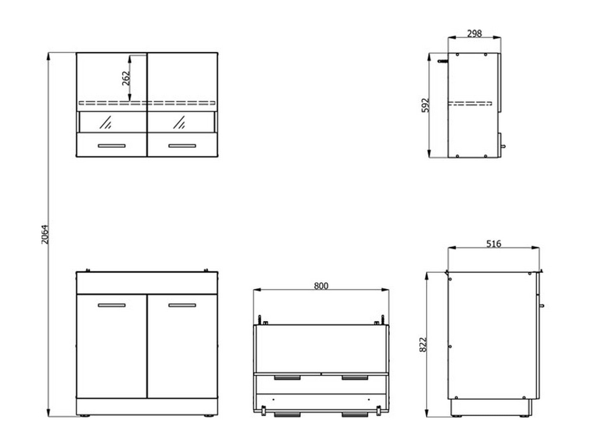 Cucinino Taurano, Cucina 2 Ripiani, Bianco