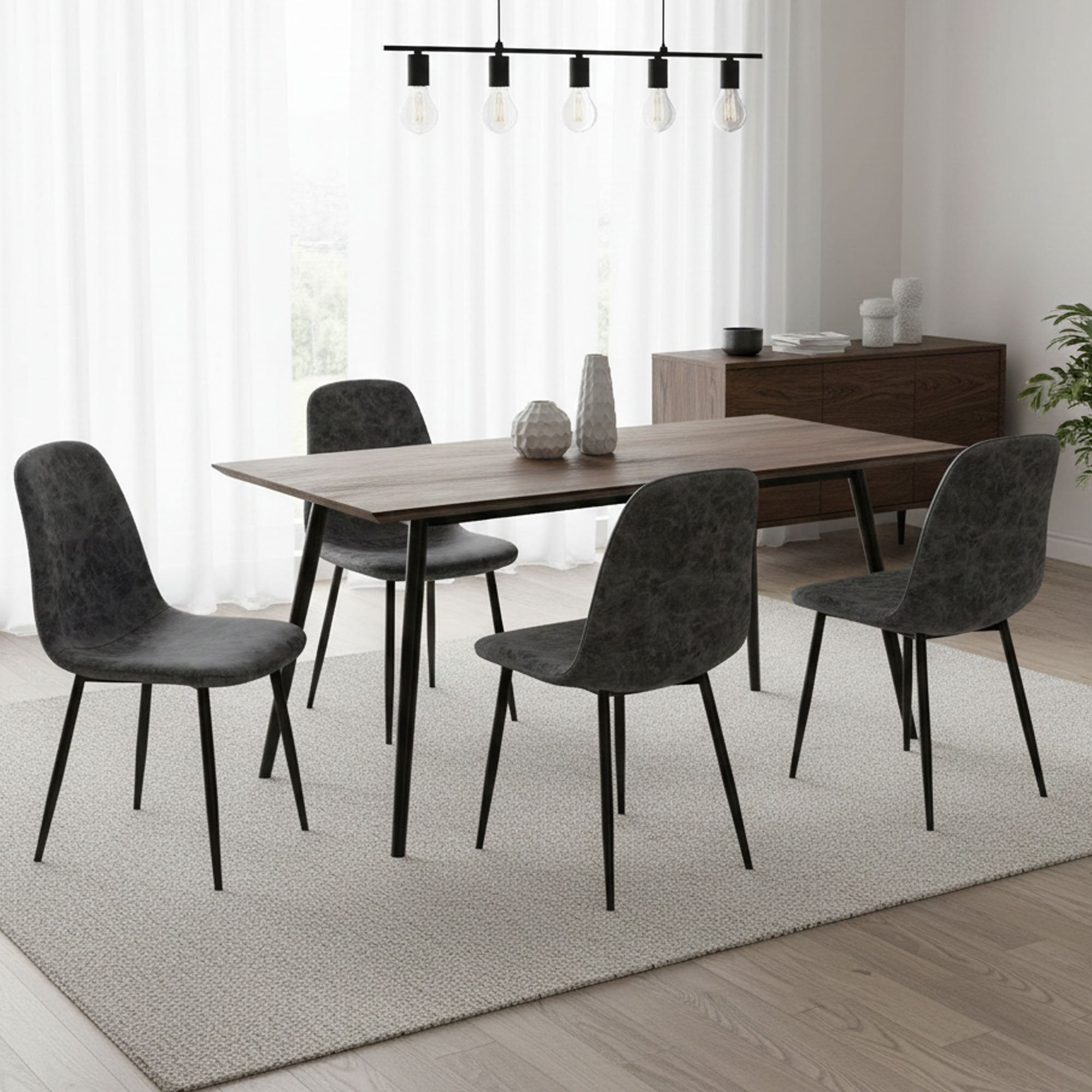 Ispani, set di Sedie 4 Sedie, Grigio Scuro