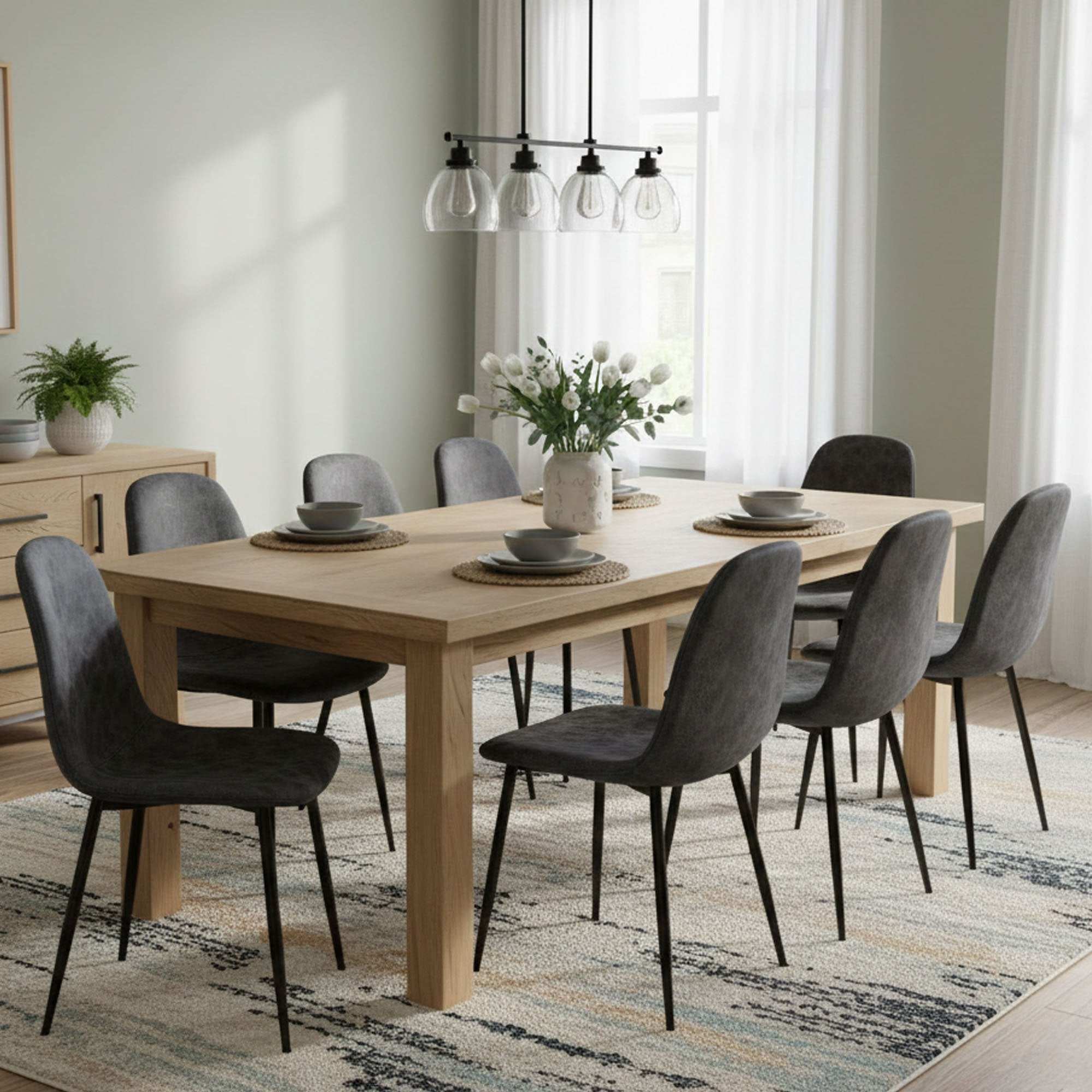 Ispani, set di Sedie 8 Sedie, Grigio Scuro