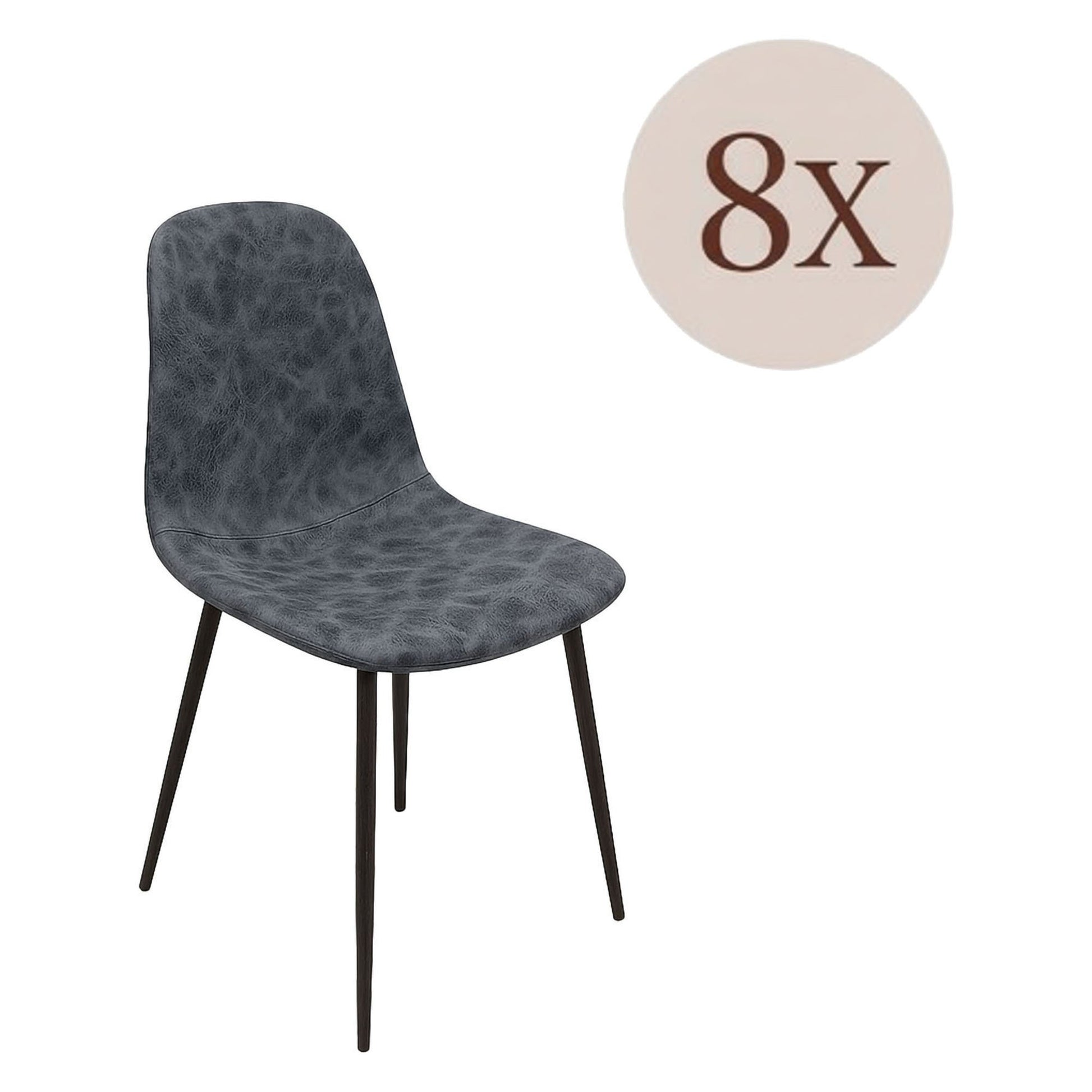 Ispani, set di Sedie 8 Sedie, Grigio Scuro