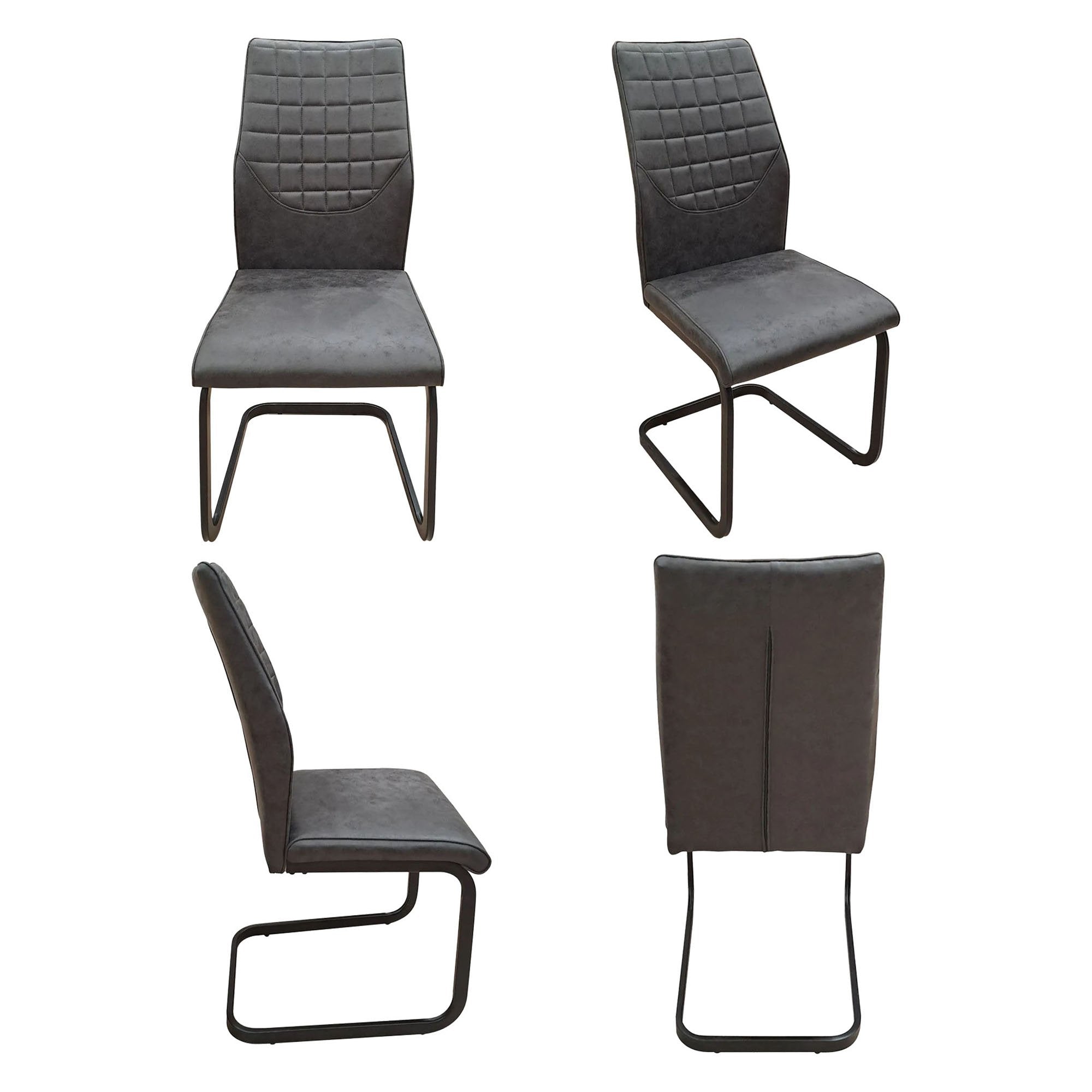 Quintano, set di Sedie 8 Sedie, Grigio Scuro