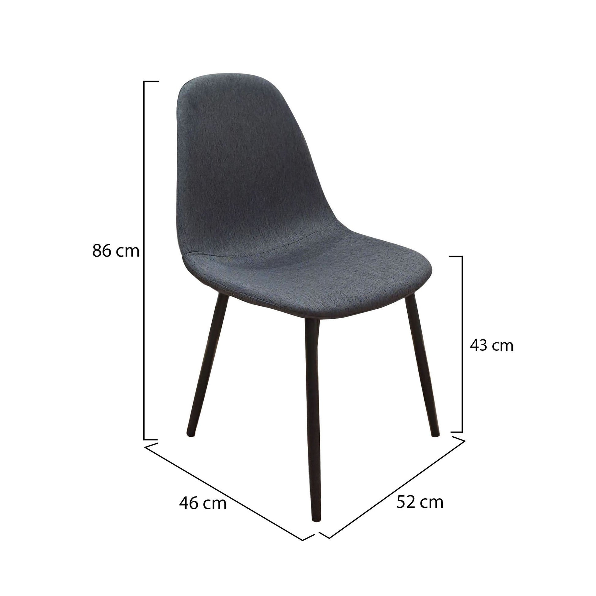 Zambrone, set di Sedie 8 Sedie, Nero Antracite