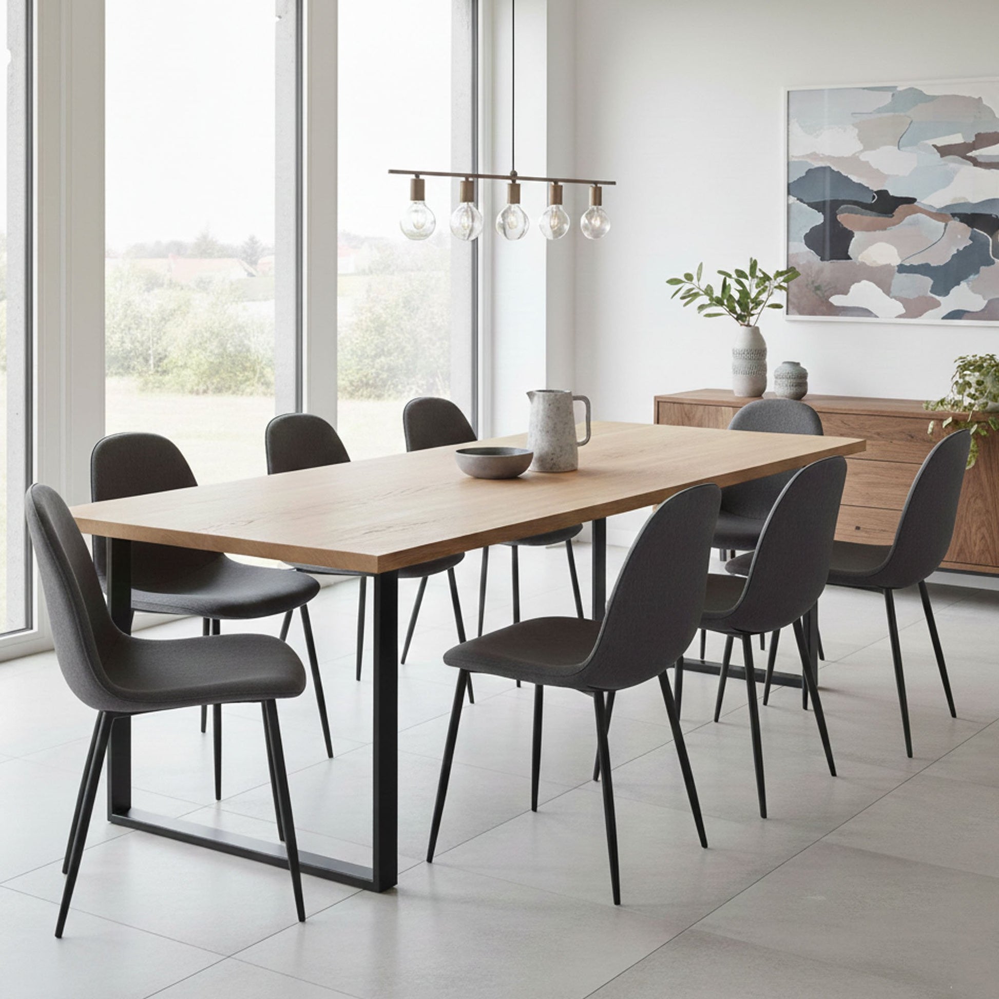 Zambrone, set di Sedie 8 Sedie, Nero Antracite