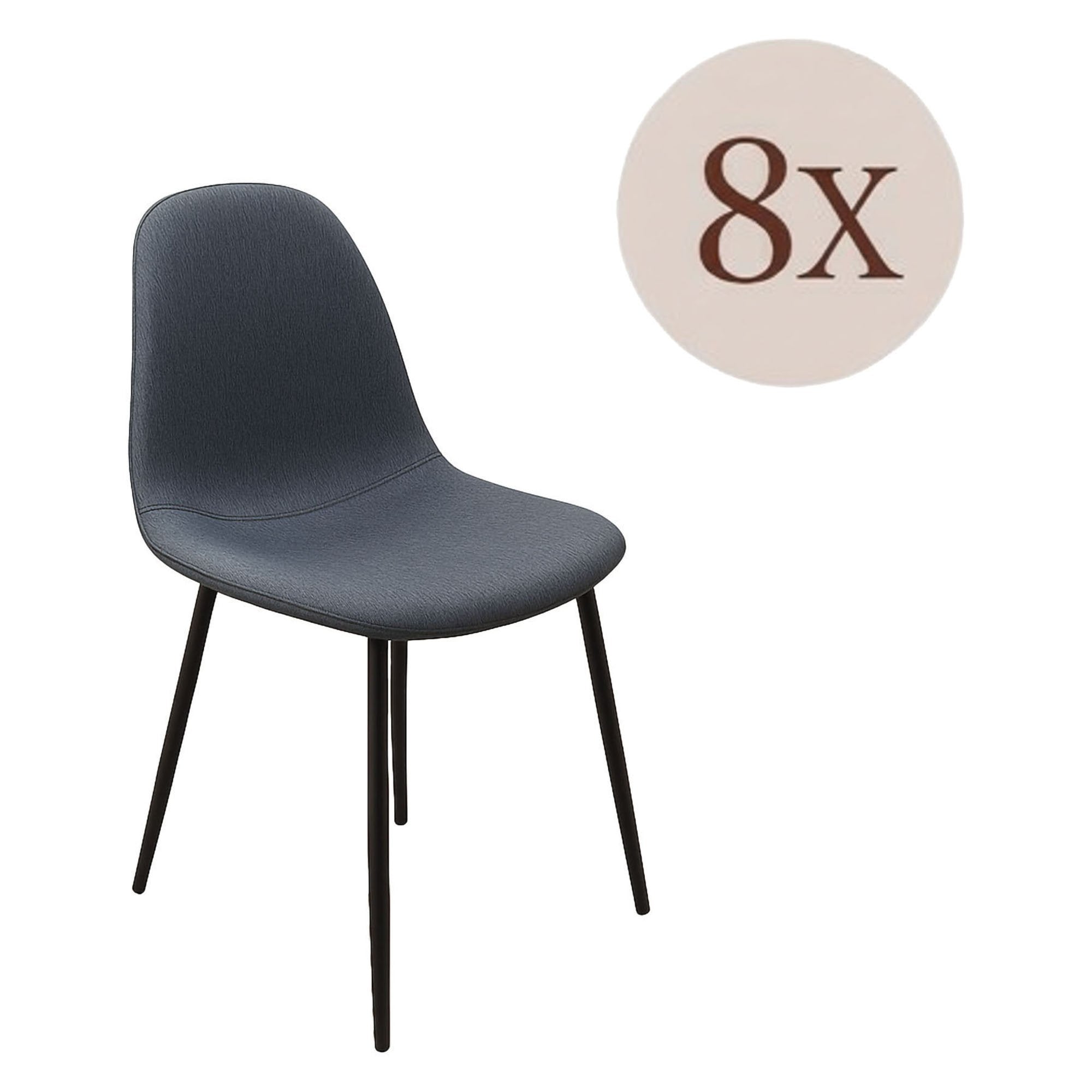 Zambrone, set di Sedie 8 Sedie, Nero Antracite