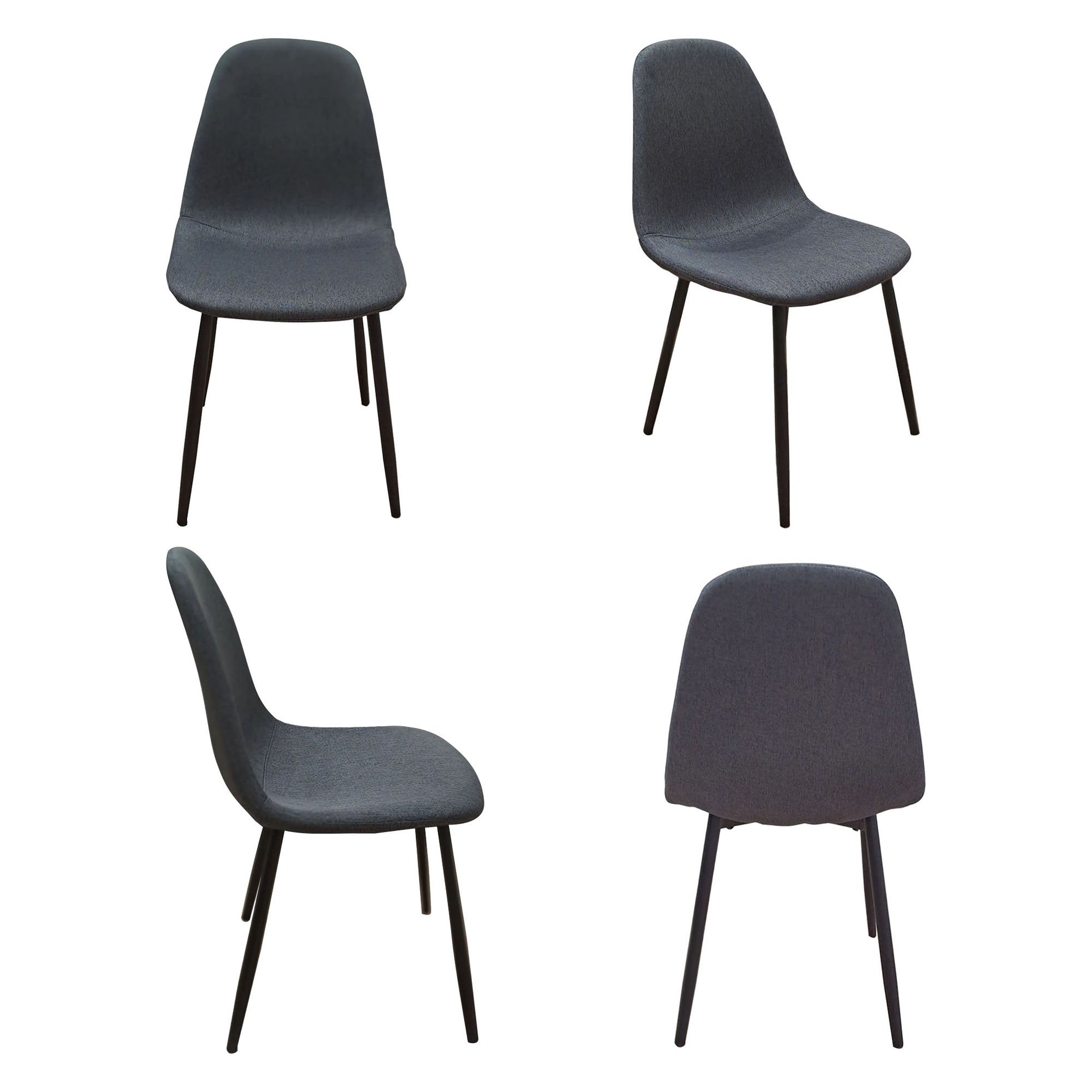 Zambrone, set di Sedie 8 Sedie, Nero Antracite