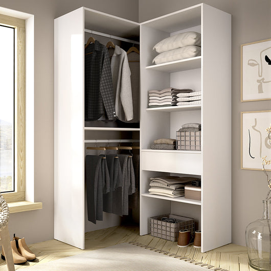 Armadio Camera da Letto Bandon, Guardaroba Grande Modulabile, 88x185h cm Bianco